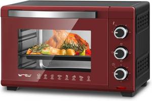 WOLTU Minibackofen, Minibackofen & Toastofen mit Timer, 25 Liter 1500W, Rot+Schwarz 