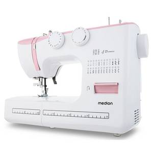 Medion ® Freiarm-Nähmaschine MD 10689, 60 Stichmuster, 4 Schritte Knopfloch, 24 Programme, Rückwärtstaste, Automatische Einfädler, Doppelnadelfunktion, Nählicht 