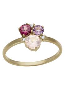 Firetti Goldring Schmuck Geschenk Gold 333 Damenring Goldring Edelstein Farbstein, mit Amethyst, Pink Rhodolit, Rosenquarz - mit Brillanten 