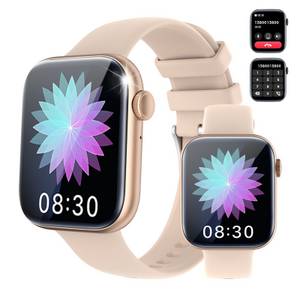 Yuede Smartwatch, Fitness Uhr mit Anruffunktion für Damen und Herren Smartwatch (9h Kratzfestes Voll Touch Display cm/1.8 Zoll) Armbanduhr mit Schrittzähler, Pulsuhr, Blutdruckmessung und Blutzuckermessung(Spo2), Ip67 Wasserdichte Sportuhr mit 120 Trainin 