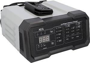  AEG Batterieladegerät CW20 lädt alle 6 V und 12 V Batterien, umfangreicher Sicherungsschutz, mit Ladestatusanzeige in % 