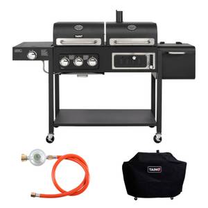 Taino HERO DUO Set Gasgrill Holzkohlegrill Kombigrill Abdeckhaube Gasregler 