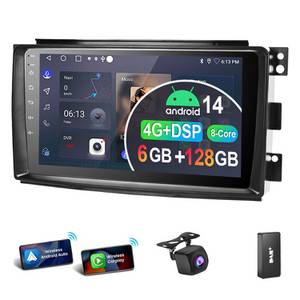 ESSGOO Für Smart Fortwo 451 2005-2010 Android 14 Autoradio (Digitalradio (DAB), FM, RDS, 6+128GB) 