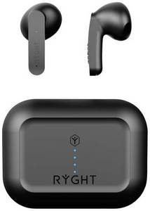 Ryght MINO In Ear Headset Bluetooth® Stereo Schwarz Mikrofon-Rauschunterdrückung Batterieladeanzei 