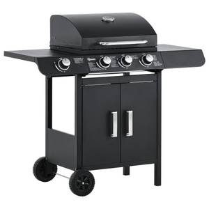Outsunny Gasgrill mit Räder schwarz 110L x 50B x 100H cm   tischgrill barbecue grill bbq grill 