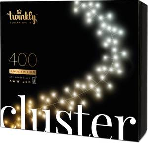 TWINKLY Cluster-Kette 400 LEDs Gold Edition AWW 2. Generation mit Appsteuerung 6m (TWC400GOP-BEU) Weihnachtslichterkette