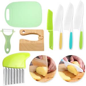 Dreafly Kinderkochmesser 8-teiliges Kinder-Küchenmesser-Set, zum Schneiden und Kochen von Obst 