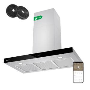 CIARRA Wandhaube CBCS9102, A++ Dunstabzugshaube 90cm Boost Edelstahl 650m³/h, Abluft Umluft 
