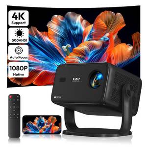 XGODY Autofokus Android-Projektor, Native 1080P, 4K-Dekodierung, HDR10 LCD-Beamer (18000 lm, 1500:1, 3840 x 2160 px, Outdoor Heimkino &Mit kostenloser 120-Zoll-Projektionsleinwand) 