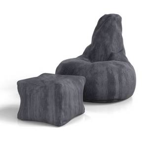 Juskys Sitzsack Chillex XL mit Hocker - Cord Sessel Erwachsene - Gaming & Lesesessel - Dunkelgrau 