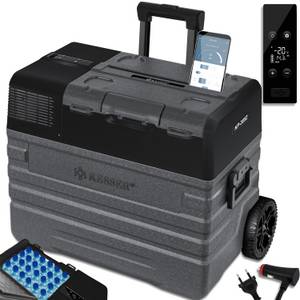Kesser ® Kompressor Kühlbox elektrisch Gefrierbox, Mit APP-Steuerung USB-Anschluss 12/24 V 230V, +Teleskopstange Räder Kühlschrank Kühlung bis -20 °C für Auto, Lkw, Boot, Reisemobil, Camping 