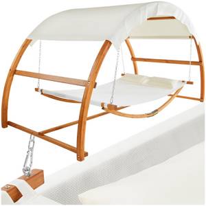 Tectake ® Hängematte, mit Holzgestell, für 2 Personen, für In- und Outdoor, Belastbarkeit 250 kg, 328 x 160 x 171,5 cm 