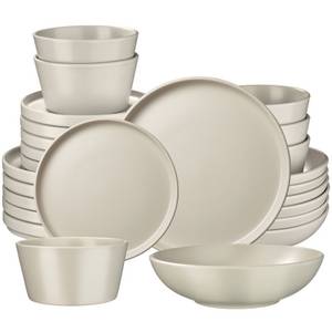 Tectake Geschirr-Set Tafelservice Una, aus Steingut, für 6 Personen (24-tlg), 6 Personen, Steingut, für 6 Personen 