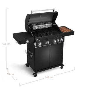 Burnhard Gasgrill Big Fred, 4-Brenner, 900 Grad Infrarot-Keramikbrenner, Heckbrenner, Series 3, 20,2 kW Grill 4 Brenner Black Series, Pulverbeschichteter Stahl 