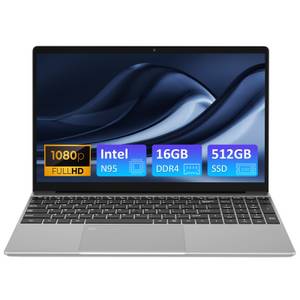 Auusda T152A Laptop, 15.6 Zoll, Intel N95, 16GB RAM, 512GB NVMe SSD Notebook (512 GB SSD, with Fingerprint Unlock, Cooling Fan, Webcam, Dual Speakers, Mini HDMI) 