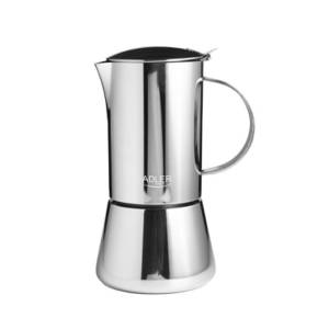 Adler Espressokocher AD 4419, Espresso Kaffeemaschine, 350ml, Spülmaschinenfest, Edelstahl, silber 