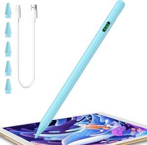 YOLPHA Eingabestift iPad, Active Stylus Pen - Handfläschenerkennung mit 5 Ersatzspitzen (Batterieanzeige, Magnetbefestigung, Neigungsempfindlichkeit mit präziser Geschmeidigkeit, 1,5 mm feine Spitze, Kompatibel mit iPad 2018-2024, Keine Bluetooth-Verbindu 