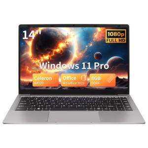LONGEVINCE 14 Zoll Ultrabook Laptop, 8 GB RAM, N4120, Windows 11 Pro Notebook (35,56 cm/14 Zoll, Intel, 118 GB SSD, mit Deutscher Tastaturfolie, Celeron N4120 (bis zu 2,6 GHz) 