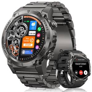 NAIXUES Smartwatch Herren mit Telefonfunktion Smartwatch (3.7 cm/1.46 Zoll, Uhren Herren mit 500mAH) IP68 Wasserdicht, 1-tlg., 120 Sportmodi, 24/7 Herzfrequenz, SpO2 und Schlafmonitor, für Android iOS 