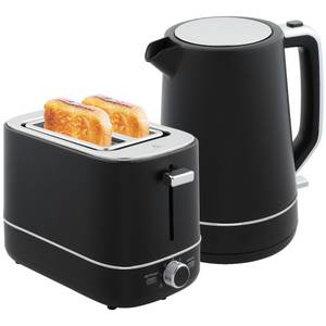 Homcom Toaster Wasserkocher Set 2200 W 1,7L Wasserkocher, 2 Scheiben Toaster, 2200 W, Aufwärmen, Auftauen, Kalkfilter, Schwarz 