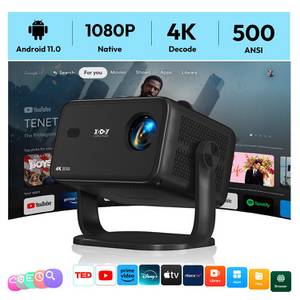 XGODY Autofokus 3D-Beamer (20000 lm, 20000:1, 3840 x 2160 px (500 ANSI) px, Native Native 1080P Beamer, Full HD LCD-Beamer, 1920 x 1080 px) 