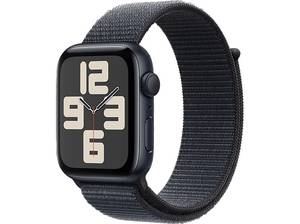  APPLE Watch SE (2024) GPS 44 mm Smartwatch Aluminium Textil Carbon Neutral, 130-200 mm, Mitternacht 