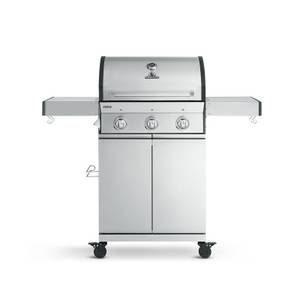 Burnhard Gasgrill Fred, 3-Brenner, klappbare Seitentische, Series 3, 10,5 kW, Gusseisenrost - Basic Edelstahl 