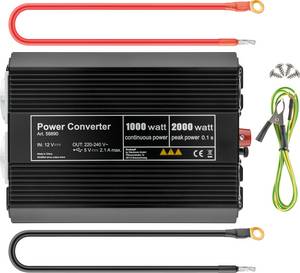 Goobay 58890 - Wechselrichter, mod. Sinuswelle, 1000 W, 12 V, Schutzkont. 