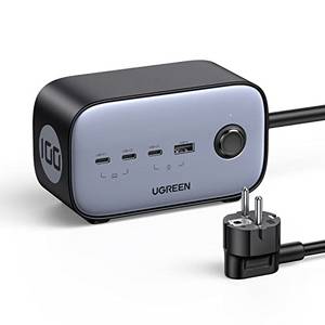  UGREEN DigiNest Pro 100W USB C Steckdosenleiste GaN USB C Ladegerät USB 2-Fach Steckdose mit Schalter kompatibel mit MacBook Pro/Air, iPhone 14 Pro Max, 13, 12, iPad Pro/Air, Galaxy S22, XPS, Pixel 