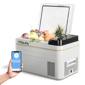 Oyajia Thermobehälter Kompressor Kühlbox 31-55 Liter mit APP-Steuerung, 12/24V und 110-240 V, (für Auto, Lkw, Reisemobil, Camping), Mini Kühlschrank kalt & warm - Kompressorkühlbox Steckdose 