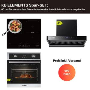KB Elements Induktions Herd-Set ELK70EV3/ELK104PF, mit 1-fach-Teleskopauszug, Backofen mit 3-fach Verglasung, Induktionskochfeld mit Flexzone 