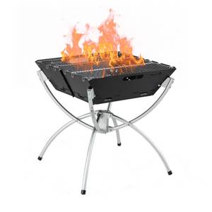 Costway Holzkohlegrill, 3 in 1 Campinggrill, Edelstahl 