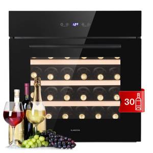 Klarstein Weinkühlschrank Vinsider 30 Built-In Uno, für 30 Standardflaschen á 0,75l,Wein Flaschenkühlschrank Weintemperierschrank Weinschrank Kühlschrank 