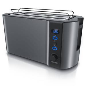 Arendo Toaster, 2 lange Schlitze, für 4 Scheiben, 1500 W, Langschlitz, Brötchenaufsatz, Wärmeisolierendes Gehäuse, Display 