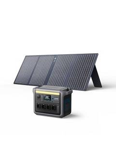  Anker SOLIX C1000 Set Tragbare Powerstation mit 100W Solarpanel, LiFePO4 Akku, 1800W Solargenerator, 4230V Steckdosen mit max. 2400W Leistung, LFP Powerstation für Outdoor, Camping und Stromreserve 