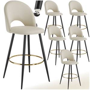 Tectake ® Barstuhl, in Samtoptik, gepolstert, pulverbeschichtete Stahlbeine, 49 x 58 x 110 cm, Belastbarkeit 120 kg 