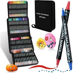 LuxusKollektion Lackmarker Acrylstifte wasserfest doppelseitig Steine Ostereier Weicher 60Farben 