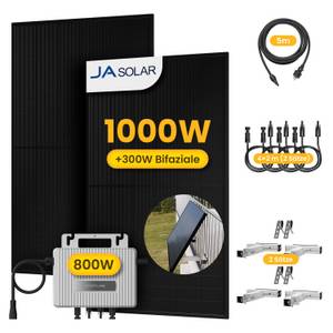 EcoFlow Balkonkraftwerk 1000W Solaranlage, Module mit 800W  Wechselrichter, Halterung, (2xJASolar 500Wp und 4x2m Verlängerungskabel im Lieferumfang enthalten) 