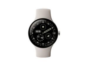  GOOGLE Watch 4 45 LTE Smartwatches Fluorelastomer, 150-215, Silver/Porcelain 