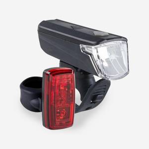 Elops Fahrradbeleuchtung Set Front-/Rücklicht ST 100 LED 25 Lux batteriebetrieben 
