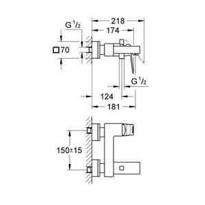 Grohe Wannenarmatur »Eurocube«, Metall, glänzend, ½