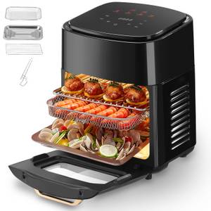 Oyajia Heißluftfritteuse Heißluftfritteuse 9L 15L AirFryer, Fritteuse mit Led TouchScreen, Sichtfenster, Mehrere Programmen, Einstellbare Zeit und Temperatur 