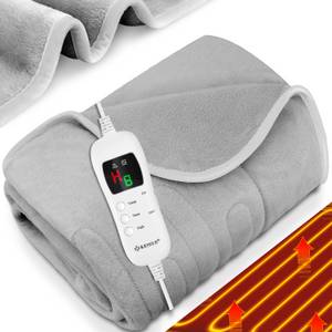 Kesser ® Heizdecke aus Plüsch TÜV SÜD GS geprüft   elektrische Wärmedecke mit Timer Abschaltautomatik   Kuscheldecke    9 Temperaturstufen   waschbar bis 40°C   Digitalanzeige... Hellgrau, 160 x 120 cm 