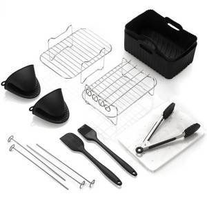 BlingBin Küchenmaschinen Zubehör-Set 10 Stück Zubehör Heißluftfritteuse für Ninja AF300EU/ AF400EU, Zubehör für Ninja Foodi Air Fryers AF400EU, AF451EU, AF500EU, AF300 EU, AF451EU, Tower T17088 usw., Silikoneinsatz für Heißluftfritteuse Air Fryer Accessor 