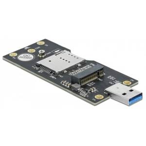 Delock USB 3.2 Gen 1 Konverter Typ-A Stecker zu M.2 Key B mit SIM Slot 