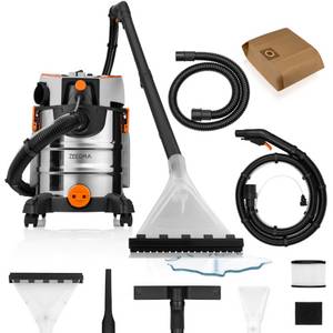 ZEEGMA Wasch-Sauger ZONDER PRO AQUA, 1400 W, Schmutzwassertank: 20L, Tank für sauberes Wasser: 4L, auch mit einer Beutel, Saugkraft regelbar/Schnelle Trocknung/4LTank/Volle Mobilität 