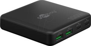 Goobay 70764 - USB (PD)-Ladegerät, 5-20 V, 100 W, 2x USB-A, 2x USB-C, schwarz 