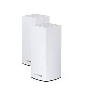  Linksys Atlas Pro 6 Velop Dual-Band-Mesh-WiFi 6-System (AX5400) WLAN-Router, Repeater, Extender mit bis zu 500 m² Funkabdeckung, 4-mal schneller, für mehr als 60 Geräte – 2er-Pack, Weiß 