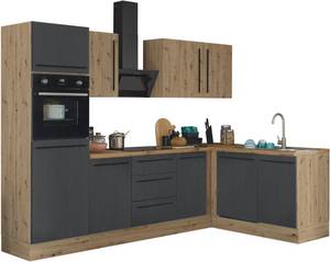 Kochstation Winkelküche, Breite 280 cm, Softclose für Türen und Schubkästen, FSC-Mix 70% 