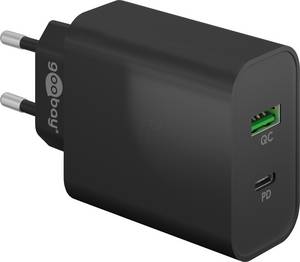 Goobay 61755 - USB (PD)-Ladegerät, 5-20 V, 3 A, 45 W, USB-C, 2-Port, schwarz 